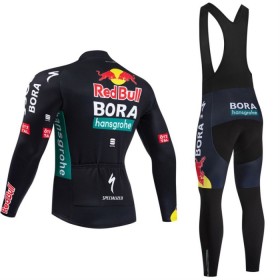 Completo Maglia ML + Pantaloncino con bretelle ML 2024 BORA-Hansgrohe Bull Nero Rosso